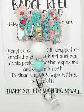 Hand Crafted Glitter Nurse Badge Reel